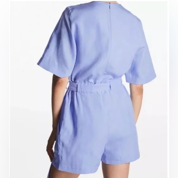 COS Blue V-Neck Belted Playsuit Romper  - Size 6 - Picture 2 of 9